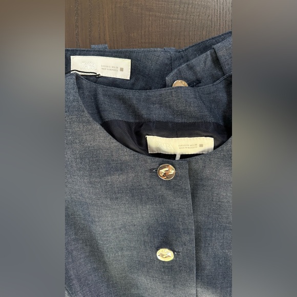 Tailored Sleeveless Button-Front Denim Vest & Wide-Leg Pants Set - Denim - Picture 7 of 15